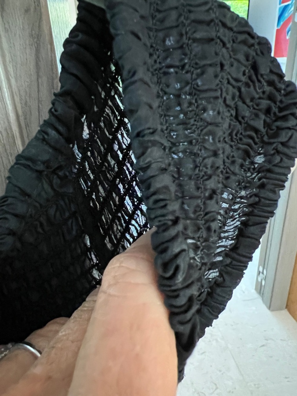 NEW! J. CREW smocked black dress great swim cover-up M 100% cotton - Picture 4 of 8